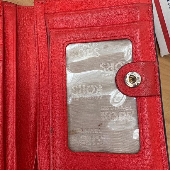 Michael Kors Scarlet Leather Wallet with Gold Accent - Picture 6 of 11